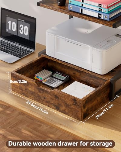 IBUYKE 2 Tier Desktop Printer Stand with Storage Drawer TLJ015H - Image 5