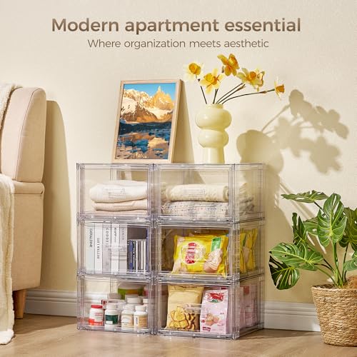 Vtopmart 4 Pack Clear Stackable Closet Storage Drawers 15QT - Image 5