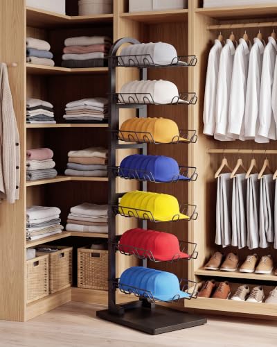 7-Tier Hat Display Rack, Metal Hat Stand Up to 56 Caps, Black - Image 5