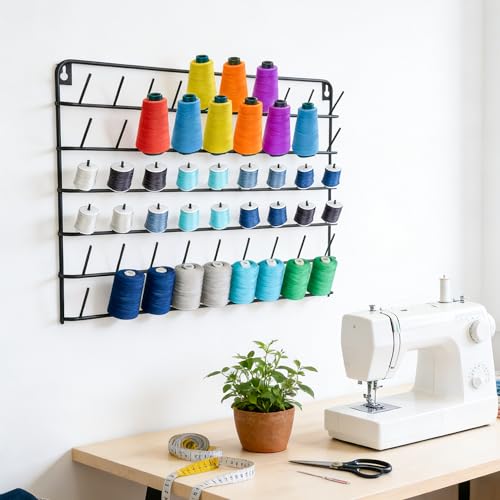 SIBAO 1 Pack Thread Holder Wall Mount - 54 Spools Wall - Image 3