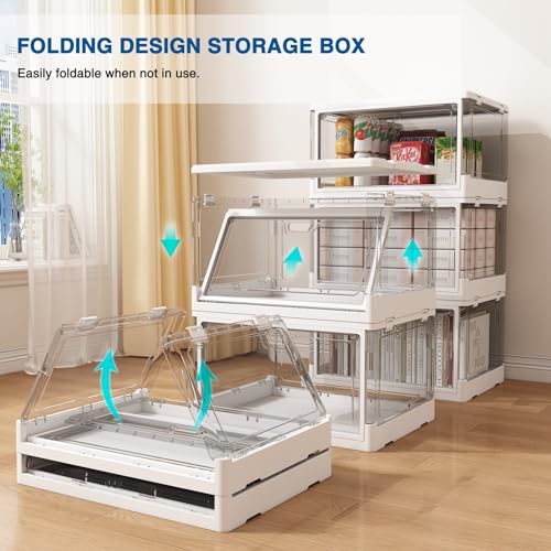HYBRIDEAS 3-Pack Clear Stackable Storage Bins with Lids Magnetic - Image 5