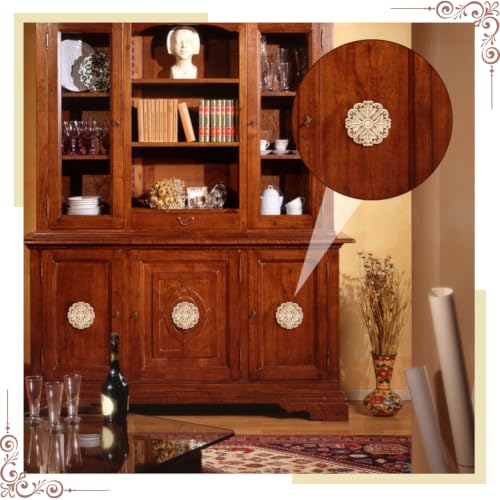 NBEADS 6 Pcs Decorative Wood Round Carved Appliques Onlays - Image 5
