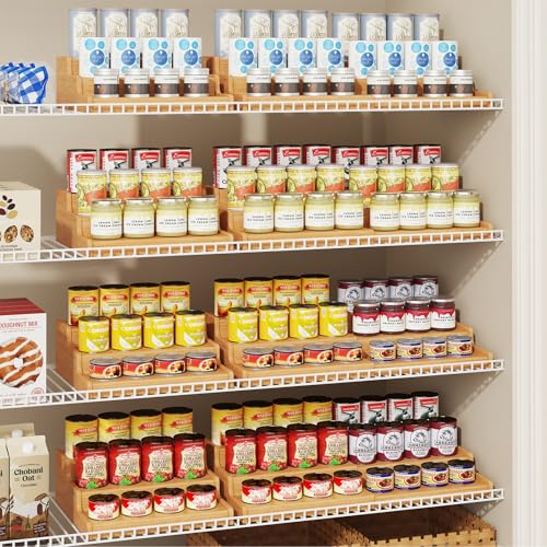 Expandable Bamboo Can Rack Organizer for Pantry, 3-Tier - Image 3