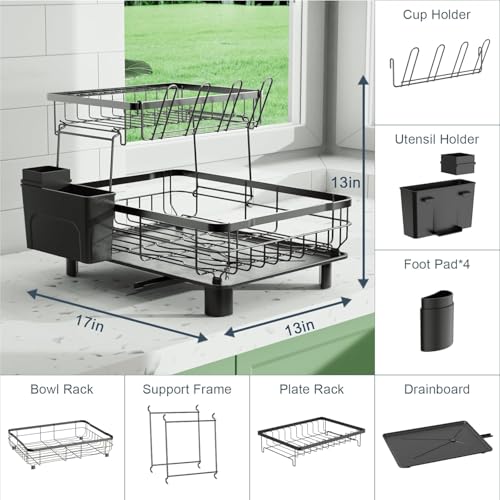 Small 2 Tier Dish Drying Rack, Space Saving Dish Racks - Image 7