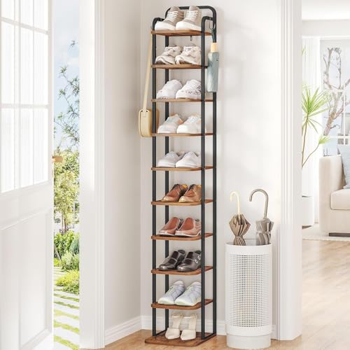 Hzuaneri 10 Tiers Vertical Shoe Rack, Tall Shoe Shelf with 2 - Image 2