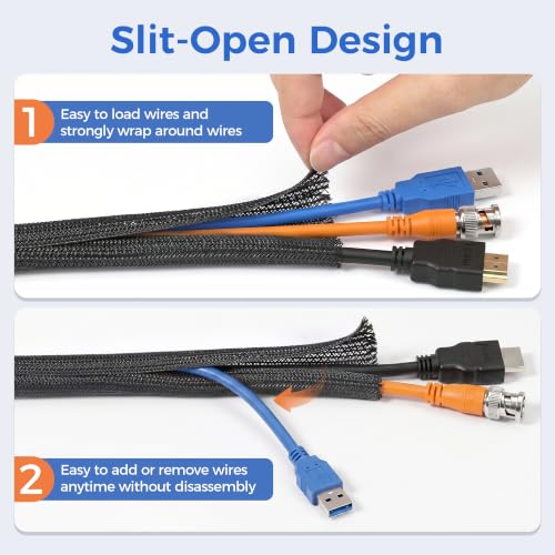 Delamu 10ft - 1/2 inch Cable Sleeve Cord Protector from Pets No - Image 5