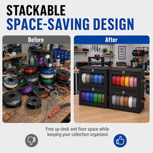 24 Spools Filament Storage Box, Stackable Foldable Moisture-Proof - Image 7