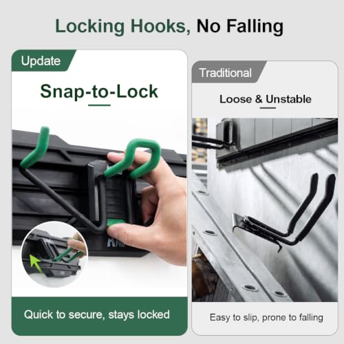 66" Wall Mount Tool Organizer with Locking Hooks, 300 LBS - Image 5