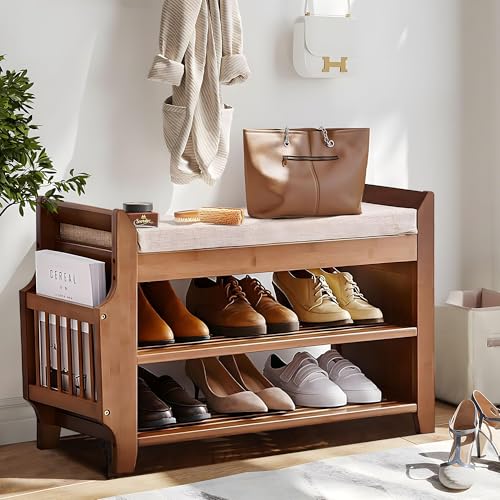 Shoe Bench with Hidden Drawer and Side Holder, 2 Tier - Image 3