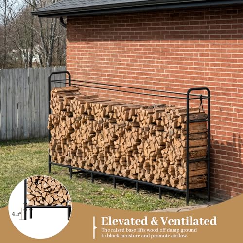 Firewood Rack 8FT Heavy Duty Metal Log Holder Stand for Fireplace - Image 7