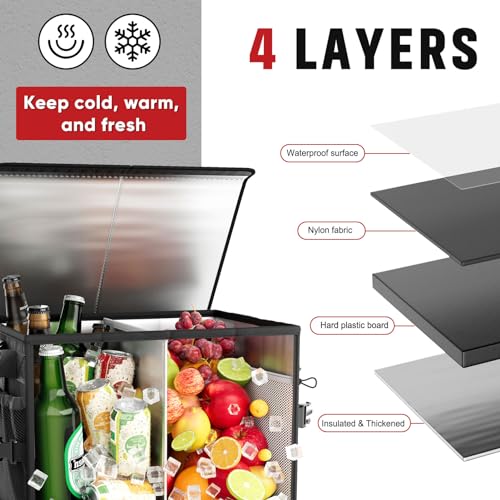 Grill Caddy with Lid, Foldable BBQ Caddy with Paper Towel Holder - Image 5