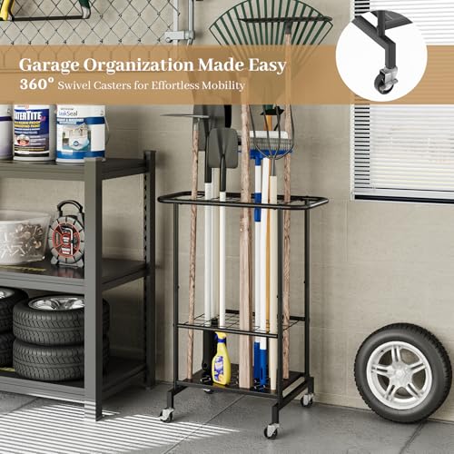 Garden Tool Organizer with Wheels, Heavy Duty Metal Garage - Image 6