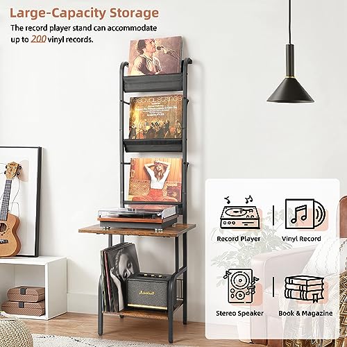 Record Player Stand with Vinyl Storage, Record Player - Image 5