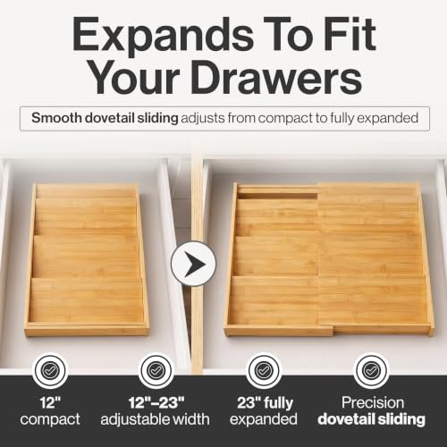 Bamboo Spice Drawer Organizer, Expandable 12 to 23 Inch - Image 6