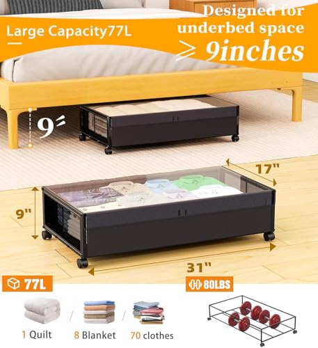 Simple Trending Under Bed Storage Containers with Wheels - Image 3