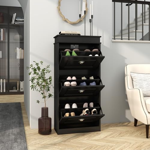Panana Narrow Shoe Storage Cabinet, Freestanding Shoe Rack - Image 5