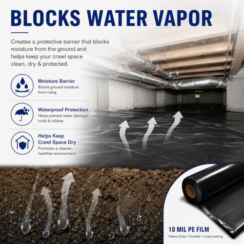 10'x100' Black Crawl Space Vapor Barrier - Image 5