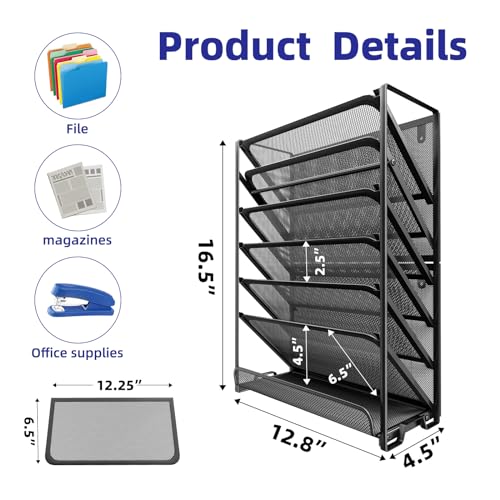 Simple Trending Wall File Organizer, Mesh 7-Tier Vertical Hanging - Image 3