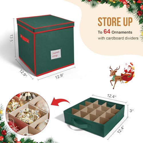 Premium Christmas Ornament Storage Box Keeps 64 3" & 4 - Image 4