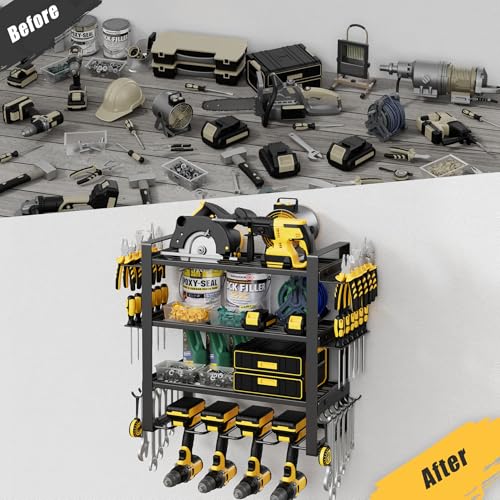 4-Tier Power Tool Organizer Wall Mount, 200LBS Capacity - Image 7