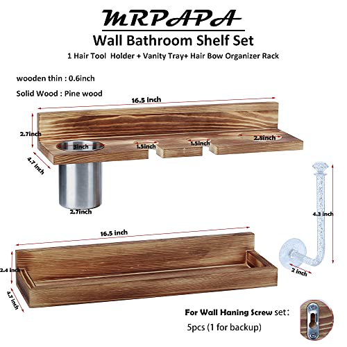 MRPAPA Hair Tool Organizer Wall Mount 2 Layer Wooden Blow - Image 3