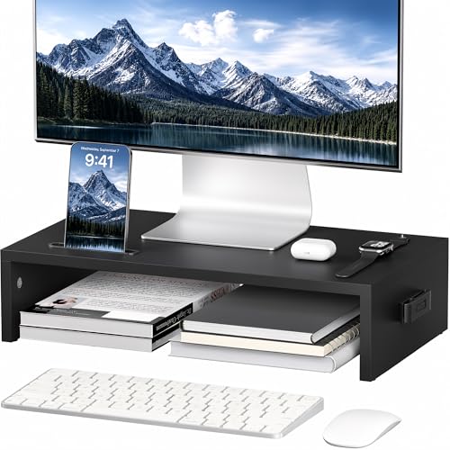 1home Monitor Stand Riser, 16.7 Inch Wood Monitor Riser - Image 2