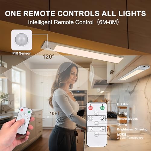 12 inch Under Cabinet Lighting 4 Pack, Wireless Motion Sensor LED - Image 3
