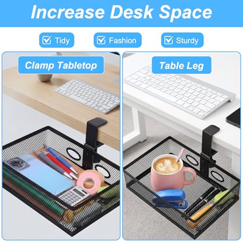 Under Desk Storage Organizer 360 Degree Rotating Under Drawer - Image 7