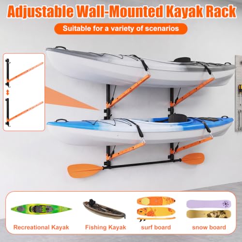 Kayak Storage Racks Garage Wall Mount Racks, 2 Tiers - Image 4