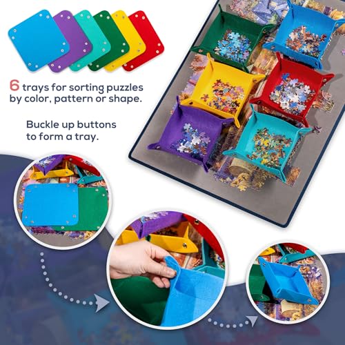 Tektalk Jigsaw Puzzle Board with 6 Color Sorting Trays - Image 4