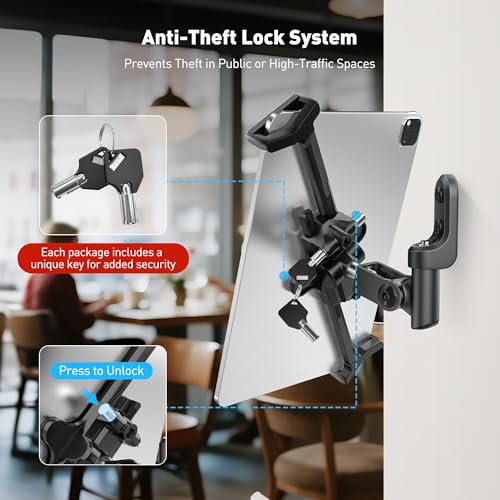 AboveTEK Anti-Theft iPad Wall Mount with Lock & Key, 360° - Image 6