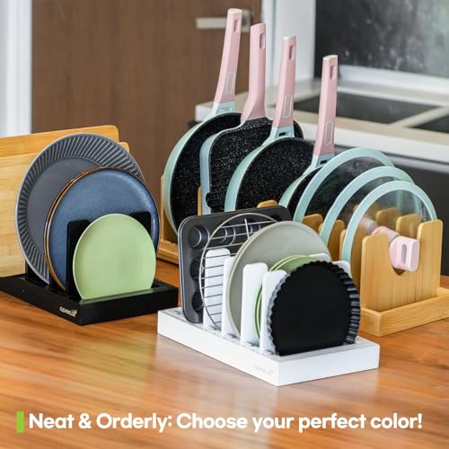 Pots and Pans Organizer under Cabinet Expandable Bamboo Pot Lid - Image 7