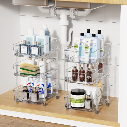 Height Adjustable Pull Out Under Sink Organizer, Bathroom - Image 4