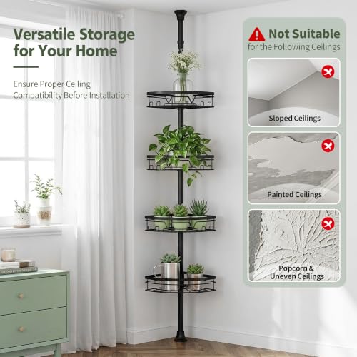 KEGII Corner Shower Caddy Tension Pole, Fan-Shaped Large Capacity - Image 7