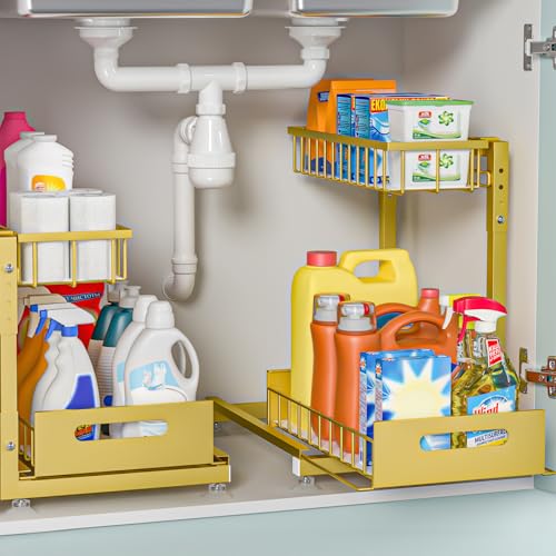 Saydear 2-Pack L-Shaped Under Sink Organizer, 2-Tier Pull-out - Image 2