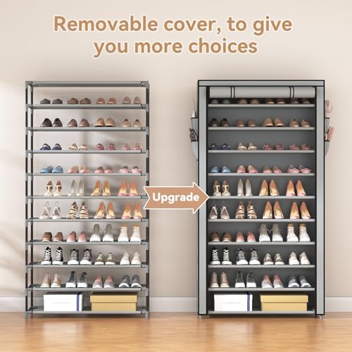 ROJASOP Shoe Rack with Covers, Stackable 10 Tier Tall Shoe - Image 6