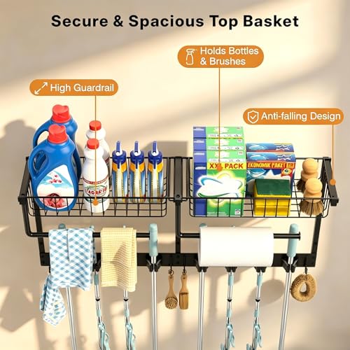 Broom Holder Wall Mount with Paper Towel Holder& | Home Organization - Image 4