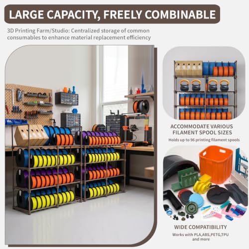 8-Tier 2-Column Modular 3D Printer Filament Storage Rack - Image 7