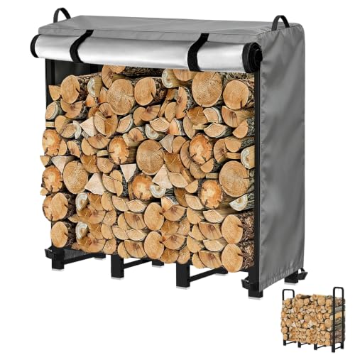 500D Firewood Rack Holder Cover,13" D x48 W x46 H,Gray - Image 2