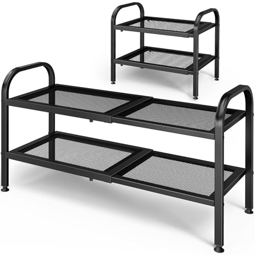 Kitsure Metal Expandable Shoe Rack, 18.1-29.5" x 11.4" x 17.1" - Image 2