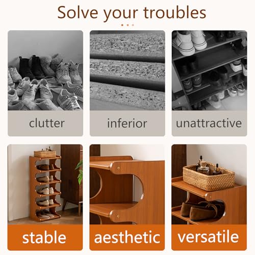 8 Tier Narrow Vertical Wood Shoe Rack, Sturdy Multi-Layer Wood - Image 8