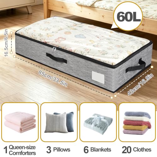2 Pack Under Bed Storage Containers with Handles & Label Holder - Image 3