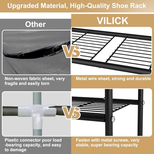 VILICK 4-Tier Shoe Rack 33" Wide Metal Shoe Organize | All Products - Image 6