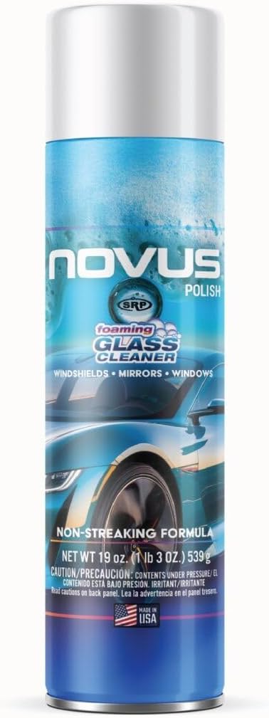 Novus 1802 | Glass Cleaner Spray | Powerful Foaming Glass Cleaner, Streak-Free Shine for Home and Auto | Safe for All Glass Surfaces | 19 Ounces (1 Pack)