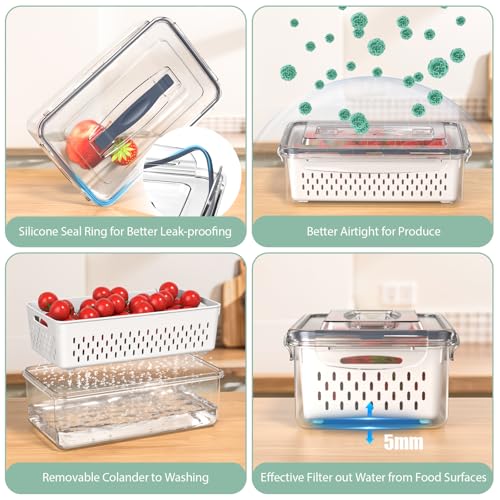 Anysig 5 Pack Fridge Fruit Storage Containers with Colander & - Image 6