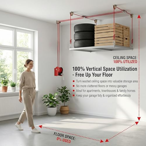 Overhead Garage Storage Lift Hoist, 400 lbs Ceiling Garage - Image 3