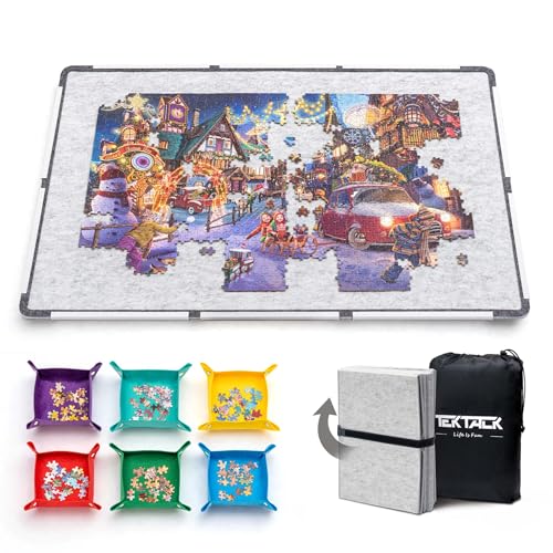 Tektalk Foldable Jigsaw Puzzle Board, Felt Puzzle Mat - Image 2