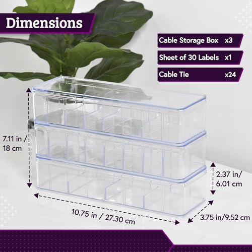 Set of 3 Cable Organizer Box W/Labels - Charger Box, | All Products - Image 3