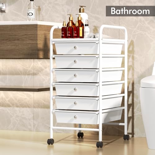 6-Drawer Rolling Storage Cart, Plastic Drawer Storage Organizer - Image 7