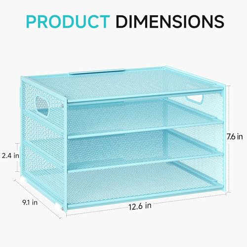 Lavatino 3-Tier Letter Tray Desk Organizer, Mesh Metal Paper File - Image 8